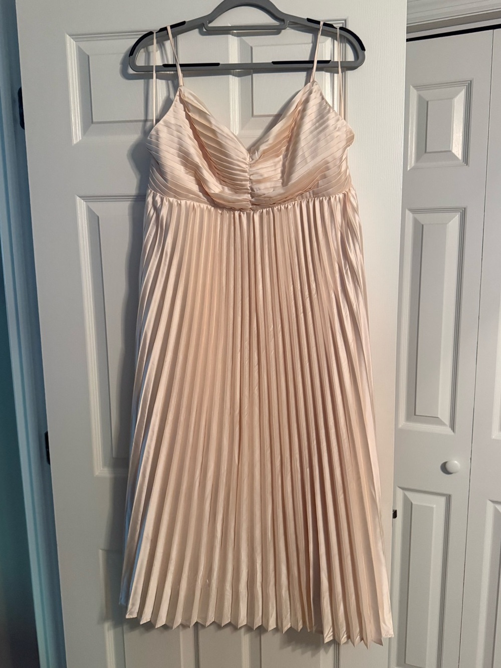 The Vintage Shop Pleated Champagne Midi Dress